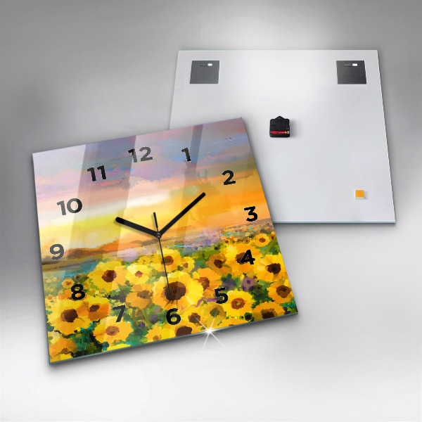 Square wall clock Sunflower Field