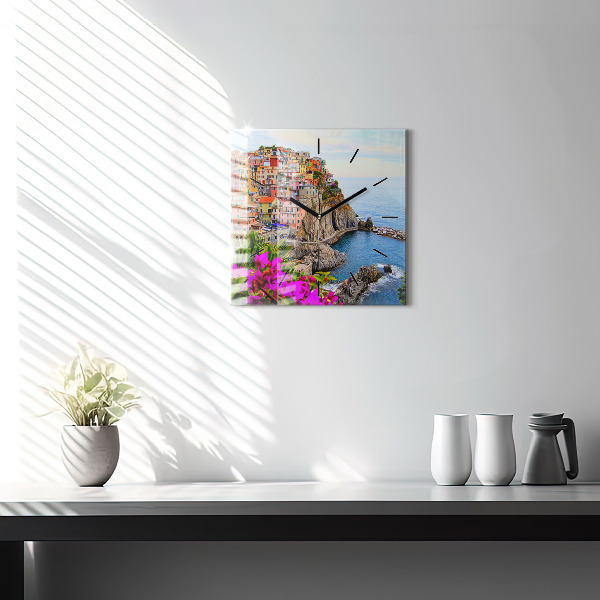 Square wall clock Cinque Terre Coast