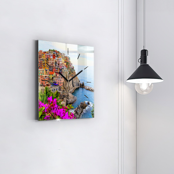 Square wall clock Cinque Terre Coast