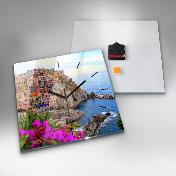 Square wall clock Cinque Terre Coast