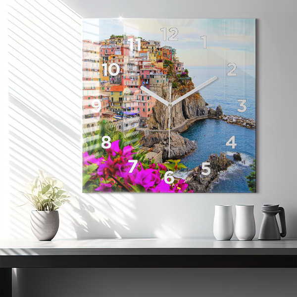 Square wall clock Cinque Terre Coast