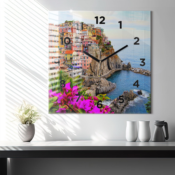 Square wall clock Cinque Terre Coast