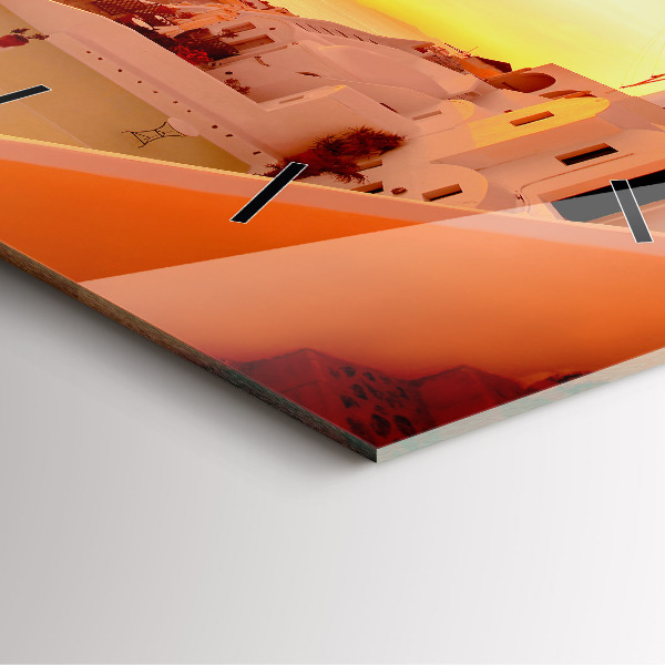 Square wall clock Old windmill in Santorini