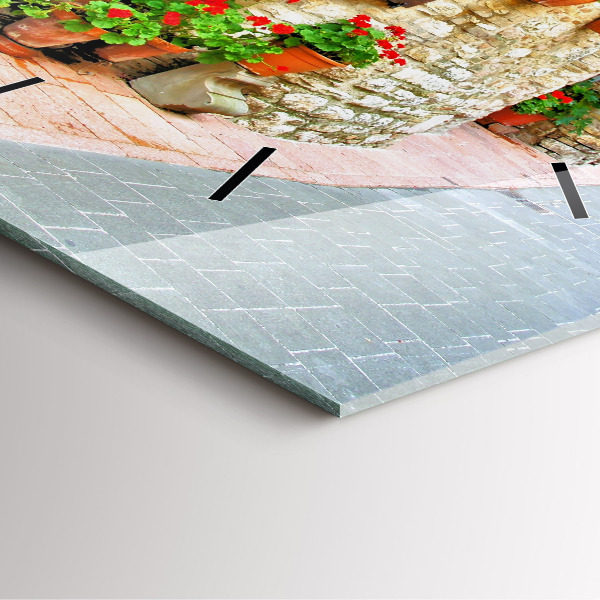 Square wall clock A picturesque street