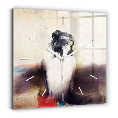 Square wall clock Abstract portrait of a woman
