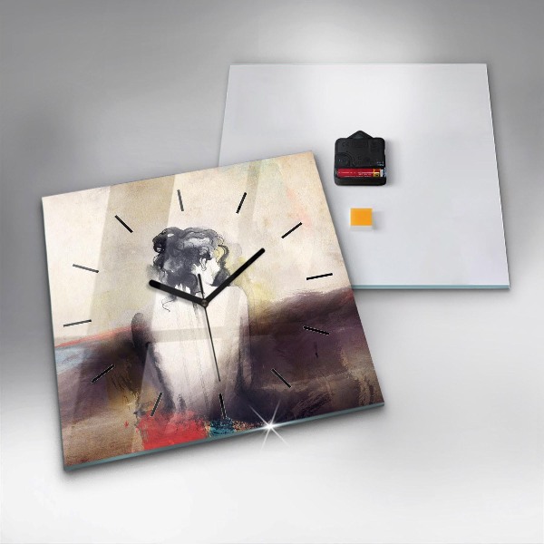 Square wall clock Abstract portrait of a woman