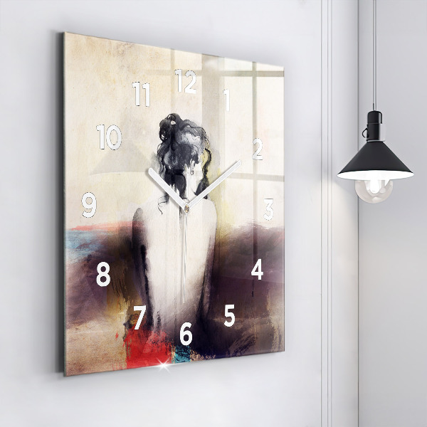 Square wall clock Abstract portrait of a woman