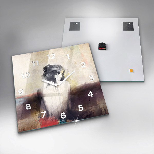 Square wall clock Abstract portrait of a woman