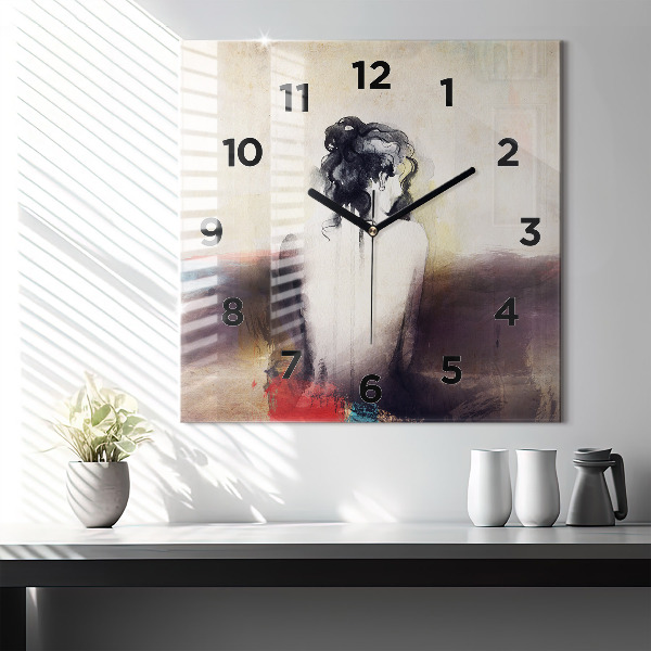 Square wall clock Abstract portrait of a woman