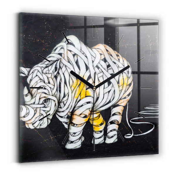 Square wall clock Abstract rhino