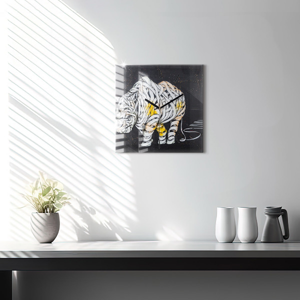 Square wall clock Abstract rhino
