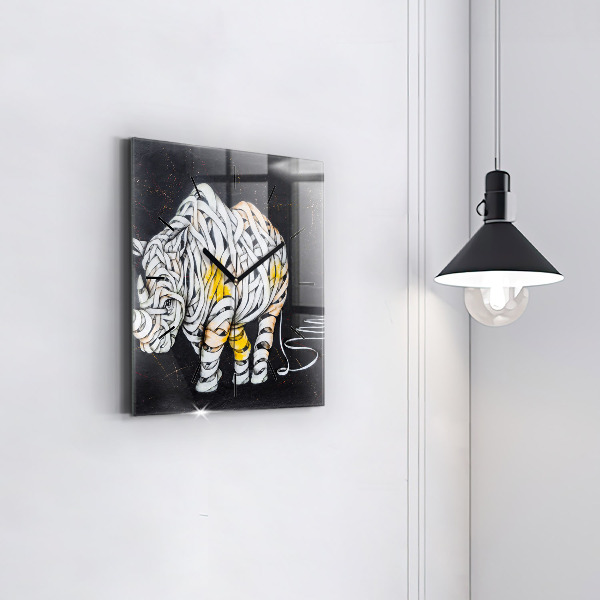 Square wall clock Abstract rhino