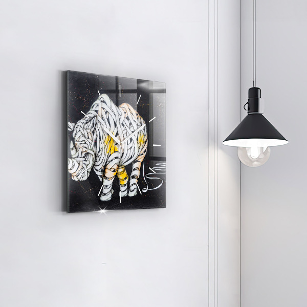 Square wall clock Abstract rhino