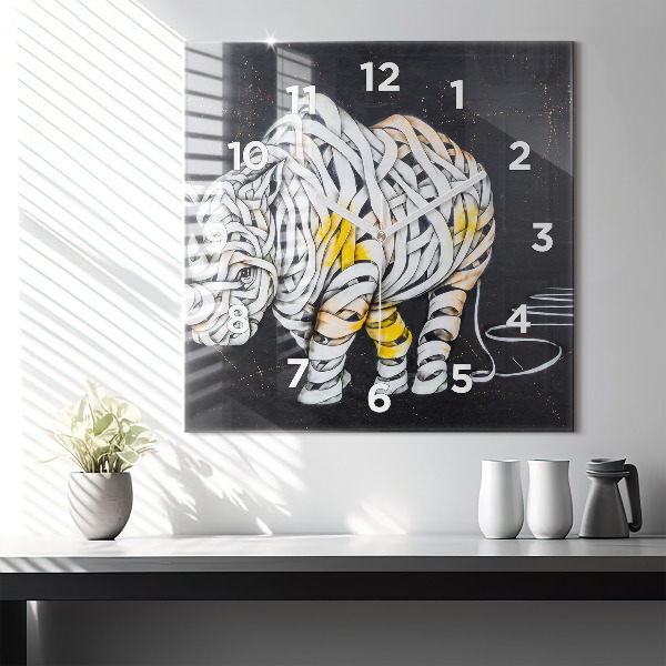 Square wall clock Abstract rhino