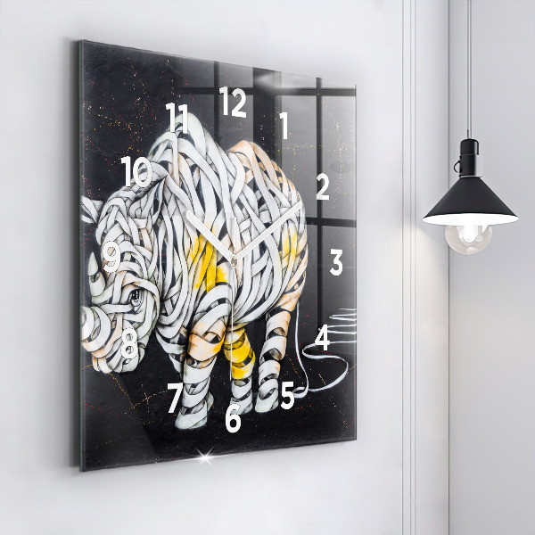 Square wall clock Abstract rhino