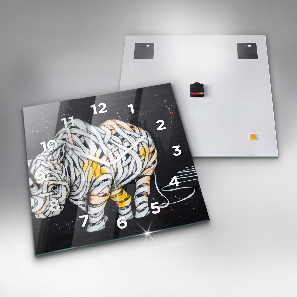 Square wall clock Abstract rhino