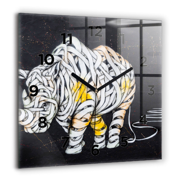 Square wall clock Abstract rhino
