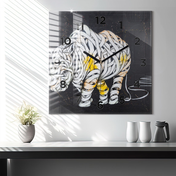 Square wall clock Abstract rhino