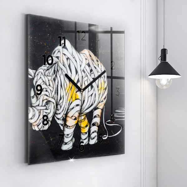 Square wall clock Abstract rhino