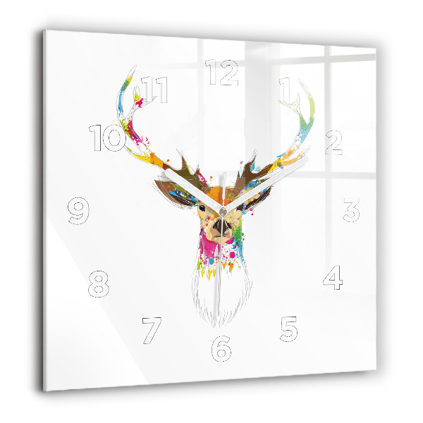 Square wall clock Colorful deer head