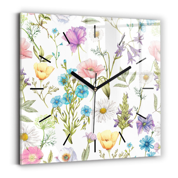 Square wall clock Flower Composition