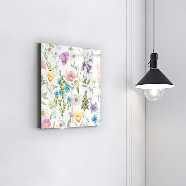 Square wall clock Flower Composition