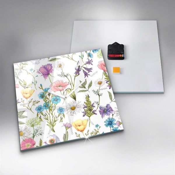 Square wall clock Flower Composition