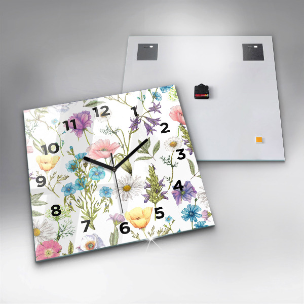 Square wall clock Flower Composition