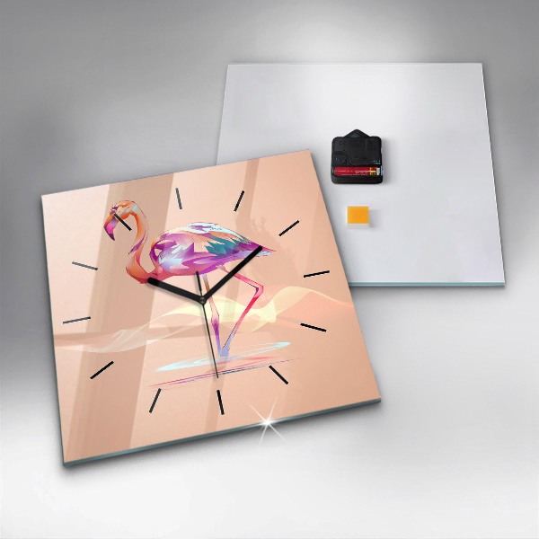 Square wall clock Flamingo illustration