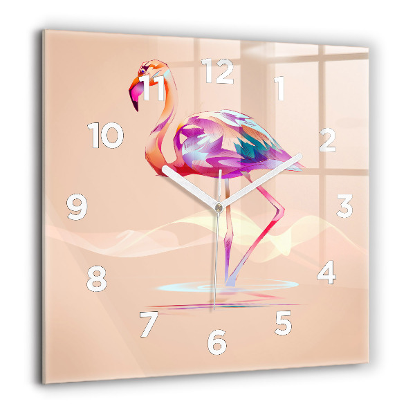 Square wall clock Flamingo illustration