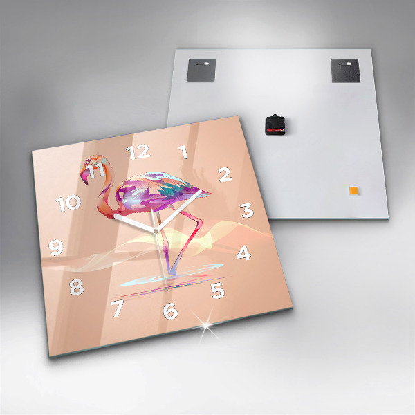 Square wall clock Flamingo illustration