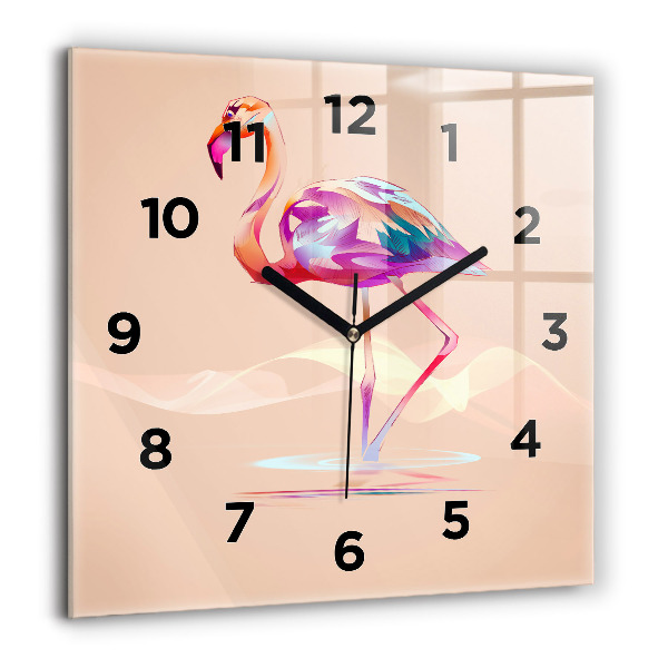 Square wall clock Flamingo illustration