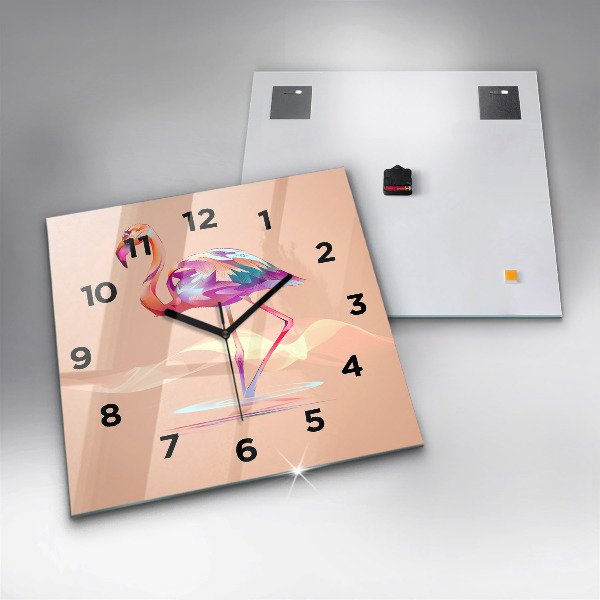 Square wall clock Flamingo illustration