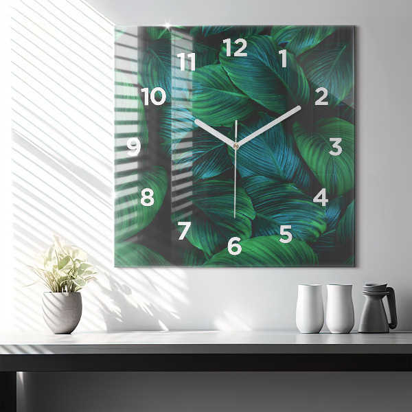 Square wall clock Nature leaves