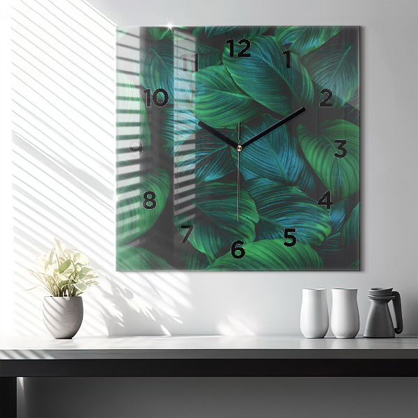 Square wall clock Nature leaves