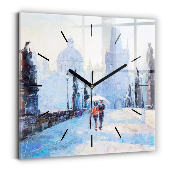 Square wall clock Oil art