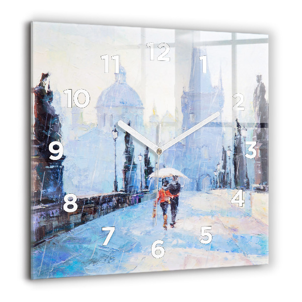 Square wall clock Oil art