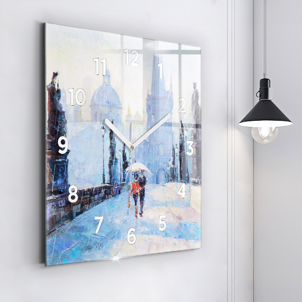 Square wall clock Oil art