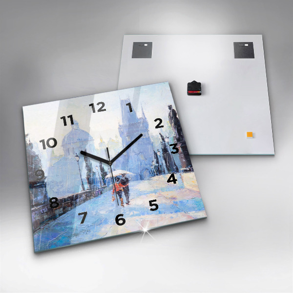 Square wall clock Oil art