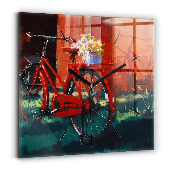 Square wall clock Painted bike