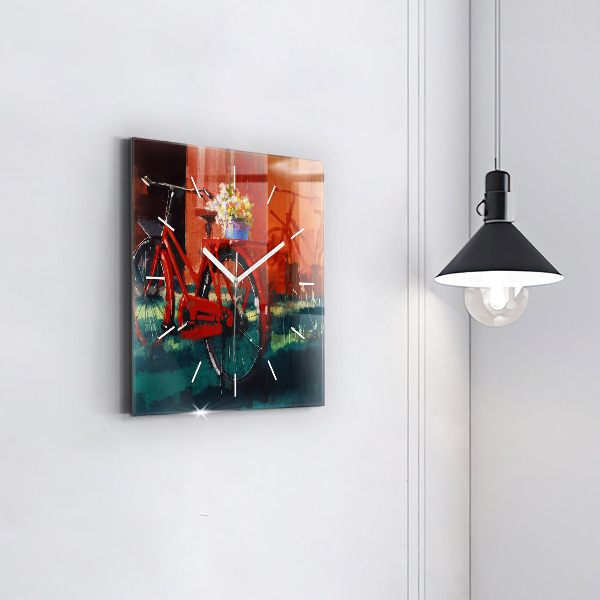 Square wall clock Painted bike