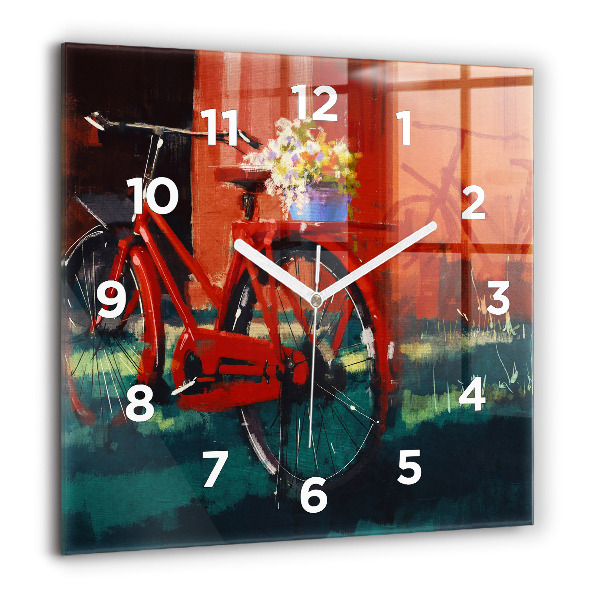 Square wall clock Painted bike