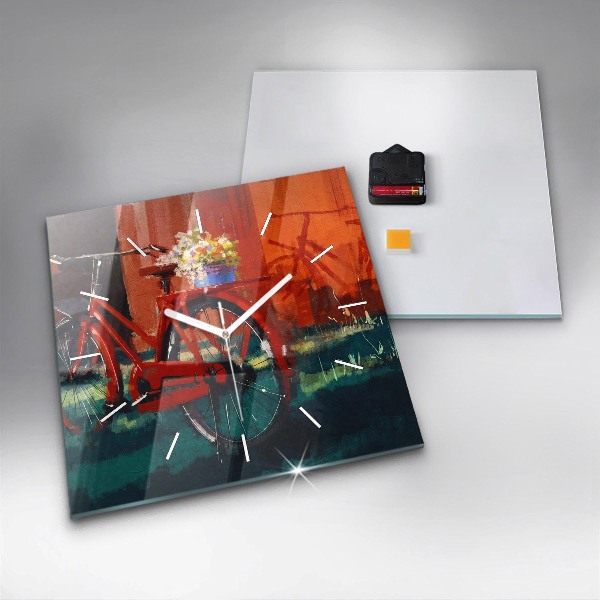 Square wall clock Painted bike