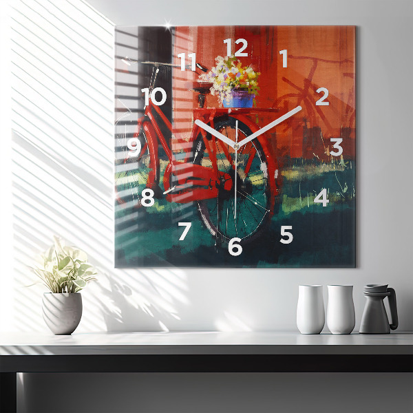 Square wall clock Painted bike