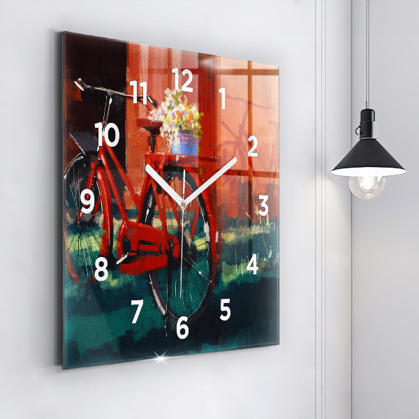 Square wall clock Painted bike