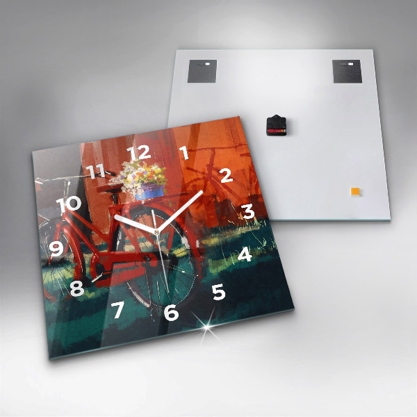 Square wall clock Painted bike