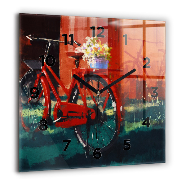 Square wall clock Painted bike