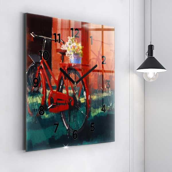 Square wall clock Painted bike