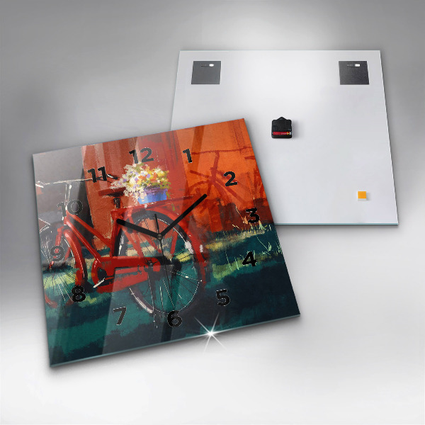 Square wall clock Painted bike