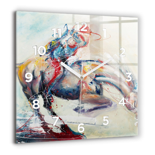 Square wall clock Illustration of galloping horses